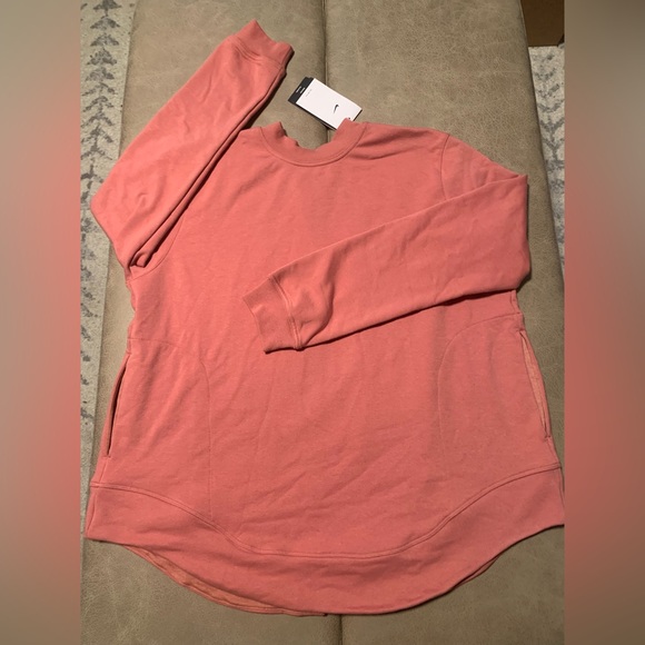 Nike Dri-fit Maternity Fit Reversible French Terry Pullover Top Canyon Pink Med - Picture 5 of 11